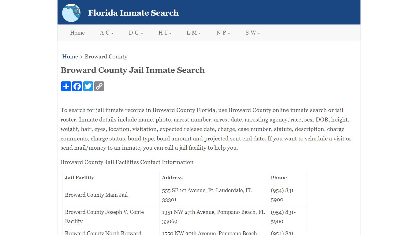 Broward County Jail Inmate Search